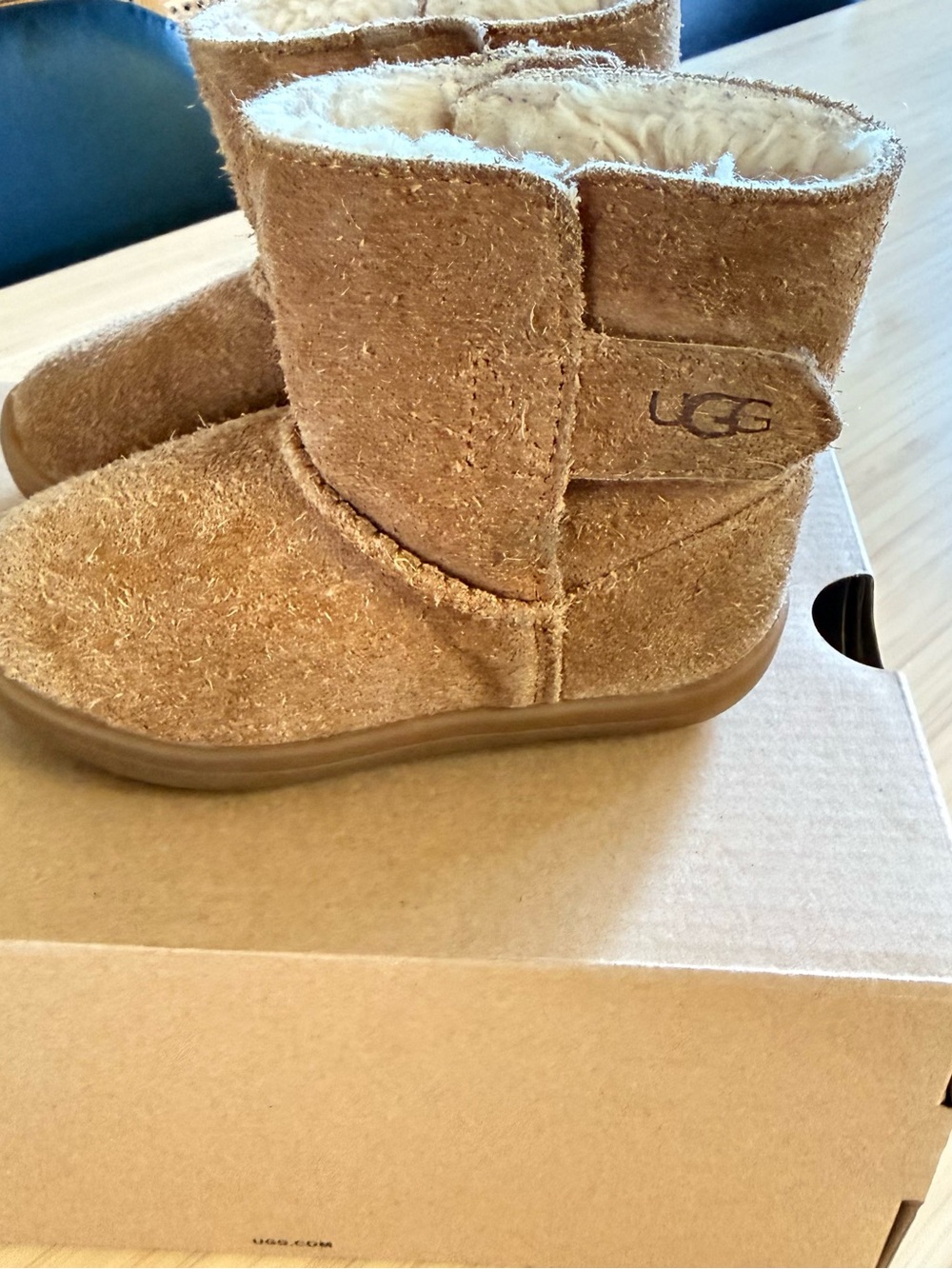 UGG Kids Chestnut Brown Shearling Velcro Boots